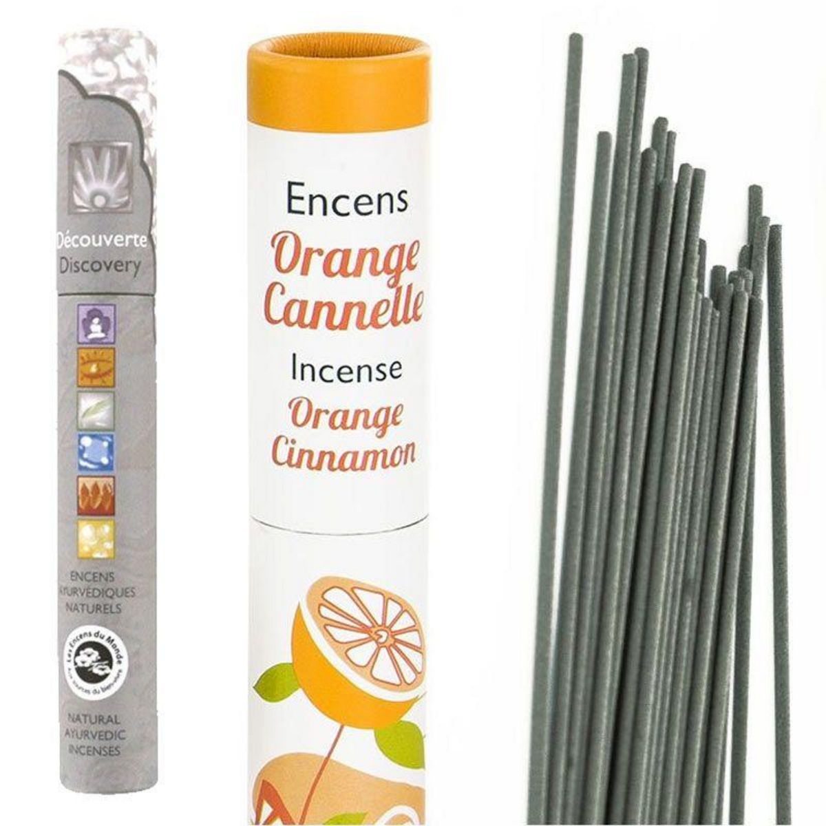 Les Encens du monde Encens Cannelle-Orange 30 bâtonnets + encens ayurvédique 14 bâtonnets