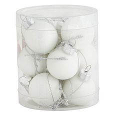 ACTUEL Lot 12 boules verre d.3,5cm blanc