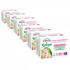 Love and Green - 252 couches hypoallergéniques écologiques - Taille 4 plus  (9 à 20 kg)