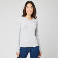 IN EXTENSO Gilet gris chiné col rond femme (Gris)