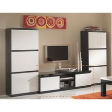 Meuble TV GENOVA L150cm bicolore (noir-blanc)