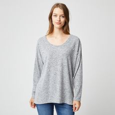 IN EXTENSO T-shirt manches longues gris grande taille femme (Gris chiné)