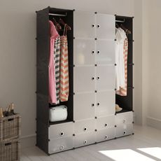 Cabinet modulable avec 18 compartiments noir et blanc 37x146x180,5 cm