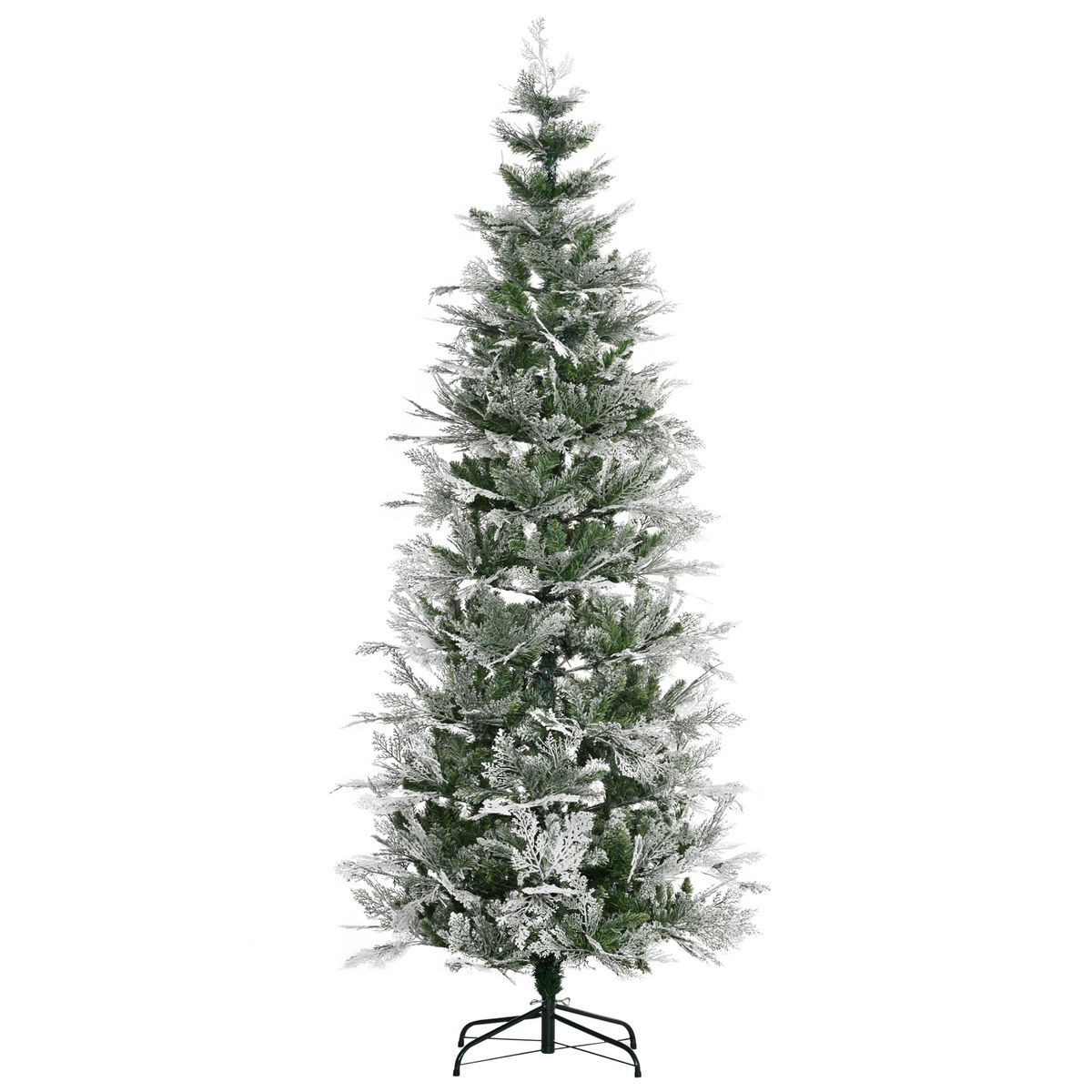 Sapin de noël artificiel enneigé ø 112 x 180h cm 521 branches épines  imitation nordmann Couleur blanc Homcom