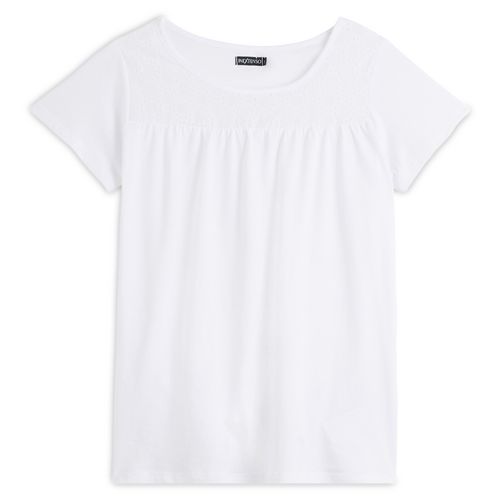 T-shirt manches courtes macrame blanc femme