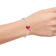 Bracelet coeur rouge et Tour Eiffel SC Crystal orné de Cristaux scintillants