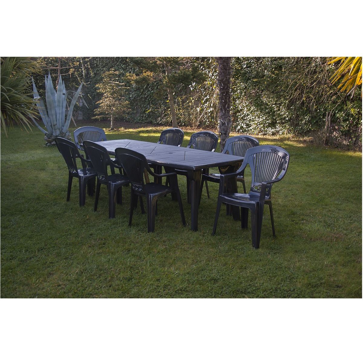 ARETA Table de jardin extensible en résine 8/10 places gris anthracite LIPARI 2