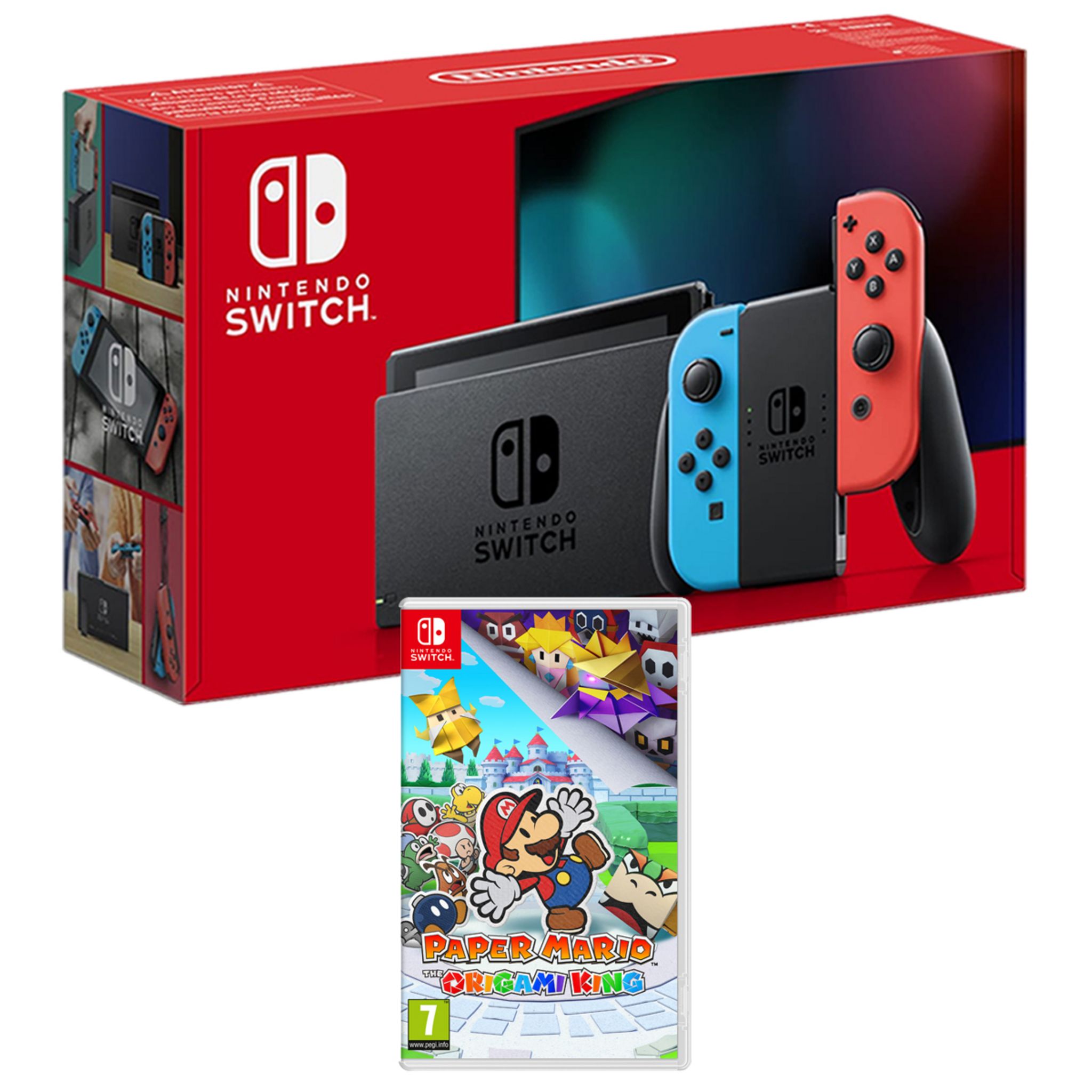 EXCLU WEB Manette Joy-Con Bleue et Rouge + Paper Mario Nintendo Switch