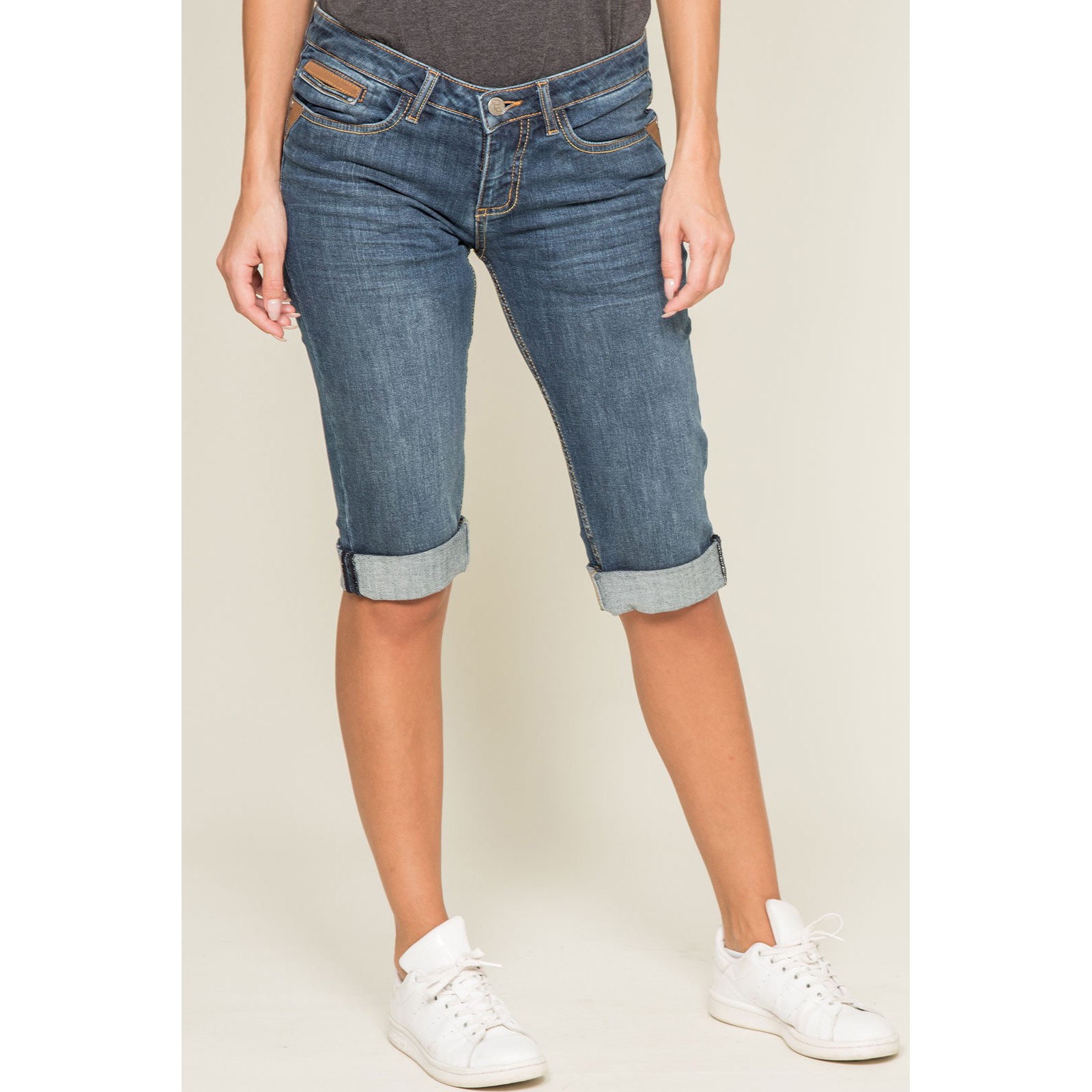 Pantacourt jean cheap femme