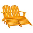 Chaise de jardin Adirondack 2 places et pouf Sapin Orange