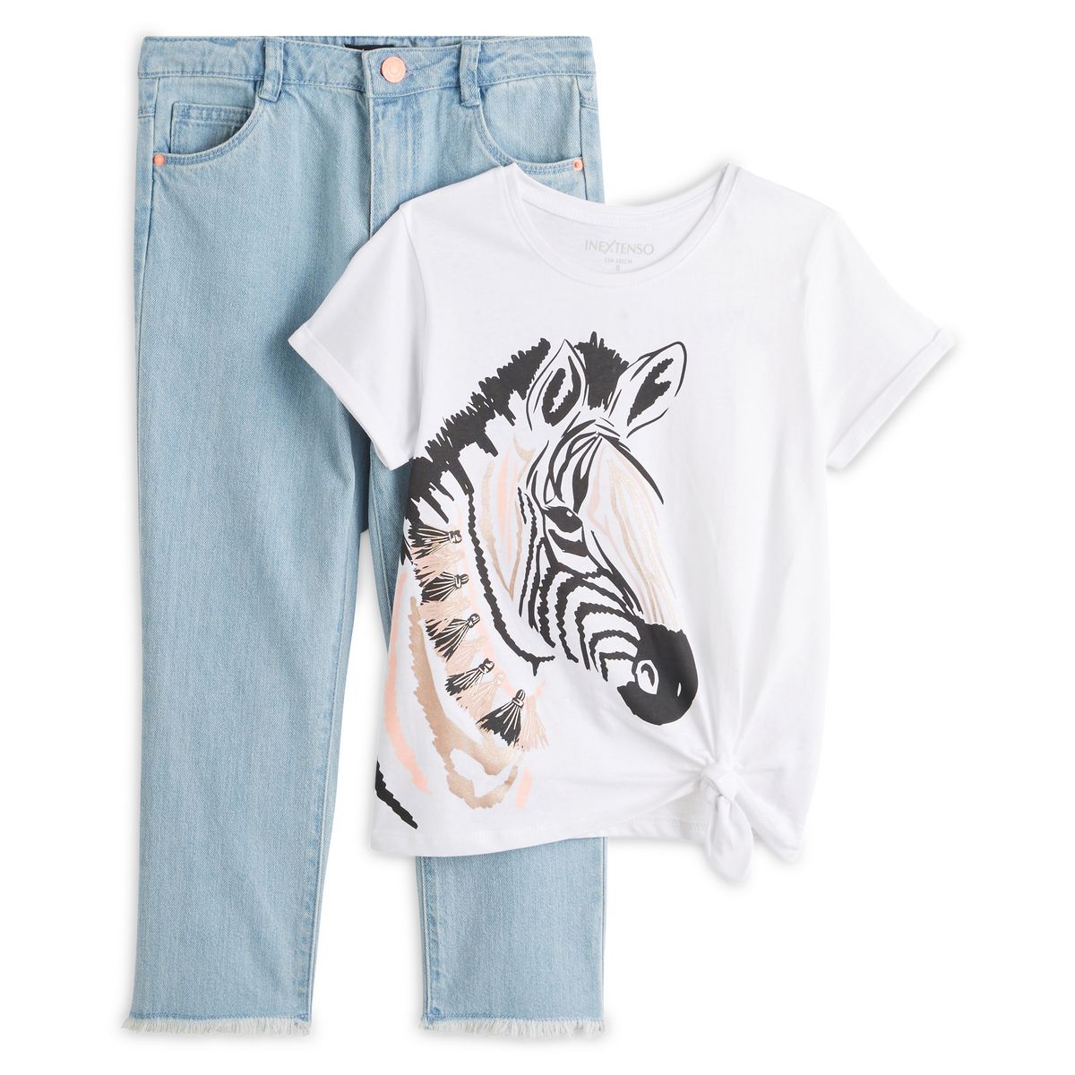 IN EXTENSO Ensemble T-shirt manches courtes + jean fille