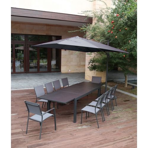 Table de jardin extensible 200/300X100x75cm aluminium gris anthracite VITTAL