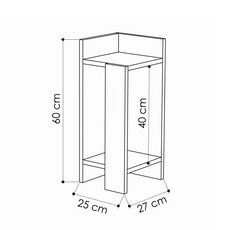 TOILINUX Table de chevet Elos gauche 27 cm - Blanc