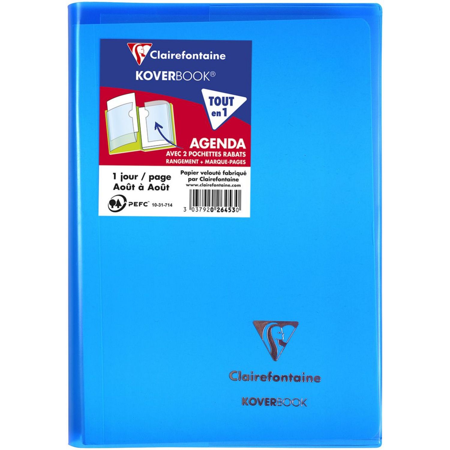 CLAIREFONTAINE Agenda scolaire journalier à rabats Koverbook 12x17cm rouge  2023-2024 pas cher 