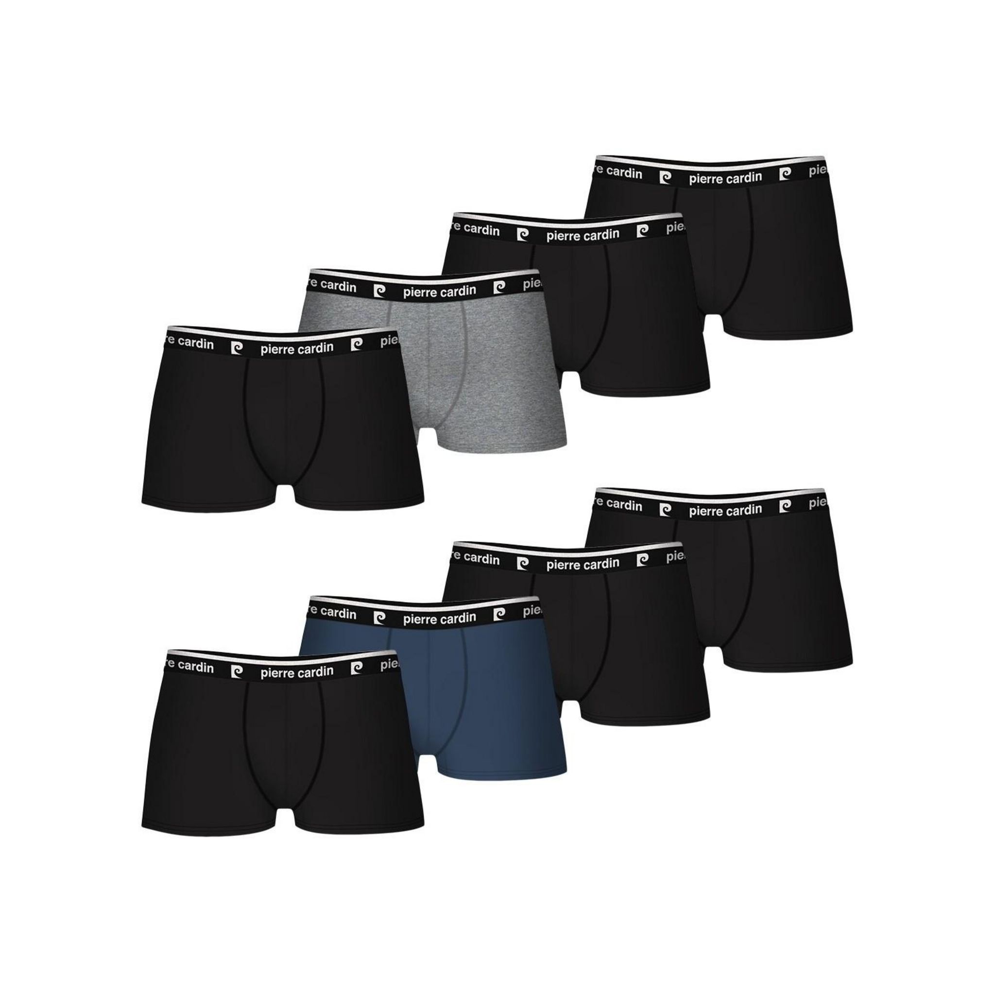 PIERRE CARDIN Lot de 8 Boxers coton homme Uni ceinture noire pas