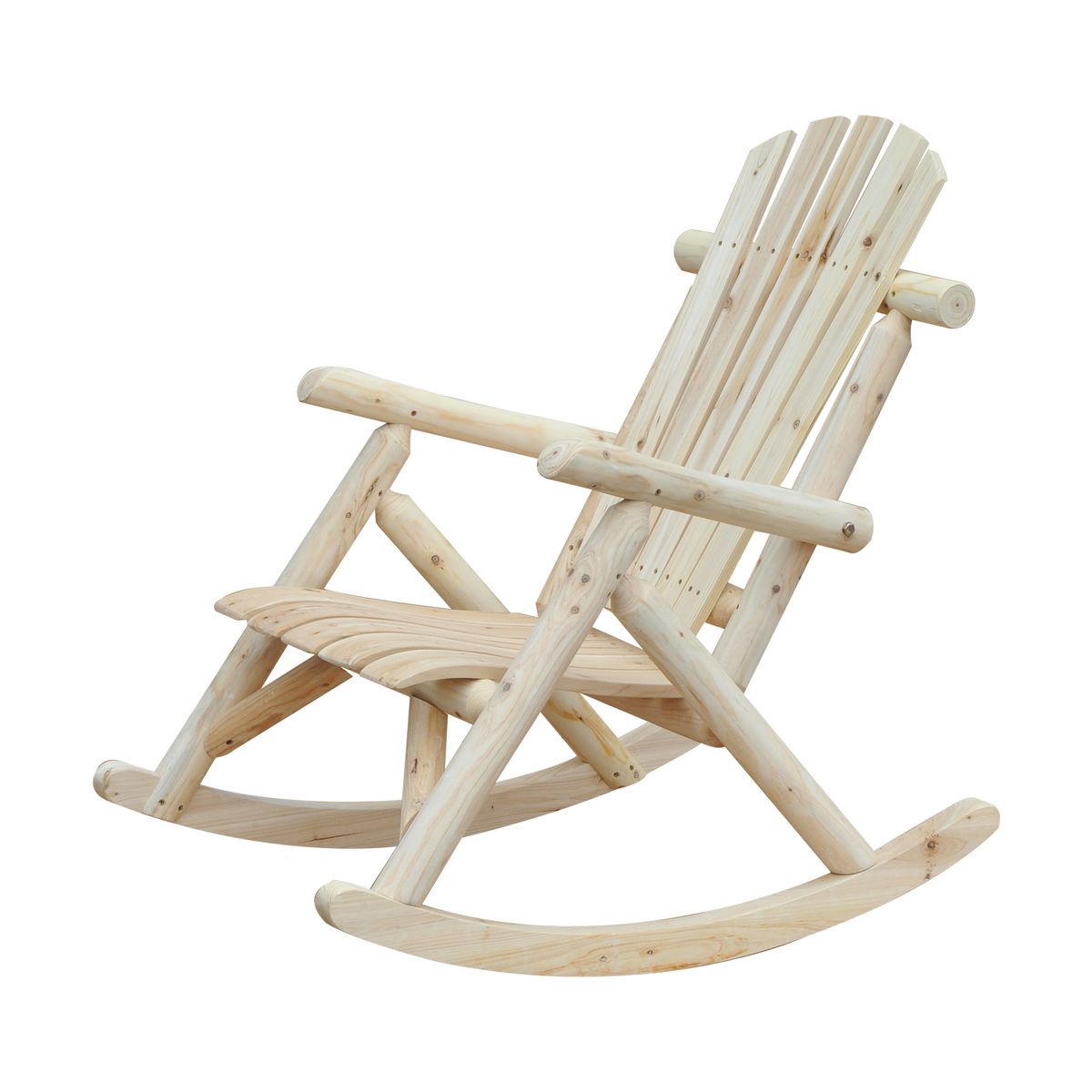 OUTSUNNY Fauteuil de jardin Adirondack à bascule rocking chair style néo-rétro assise dossier ergonomique bois naturel de pin