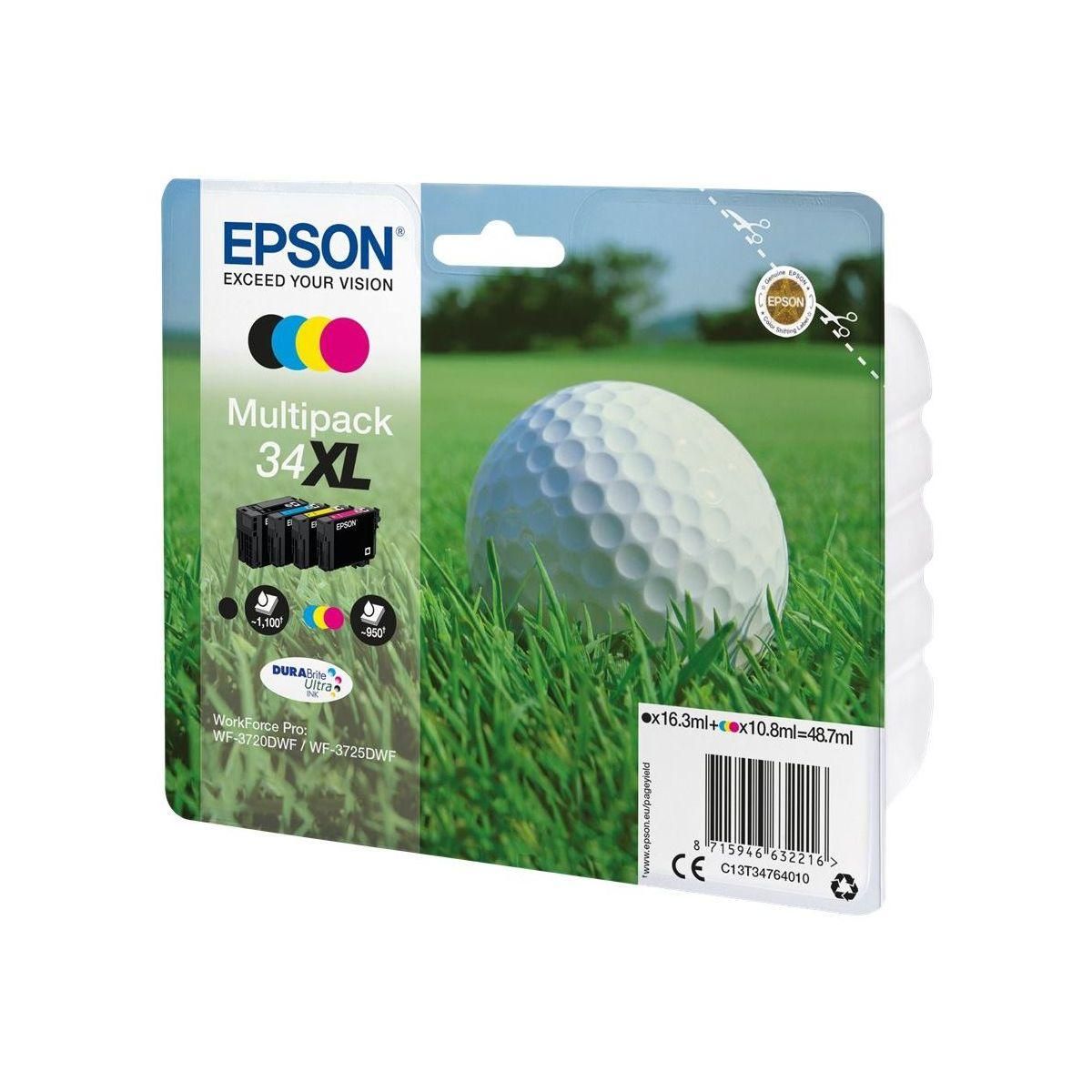 Epson Cartouche d'encre T3476 (N/C/M/J) XL Série Balle de golf