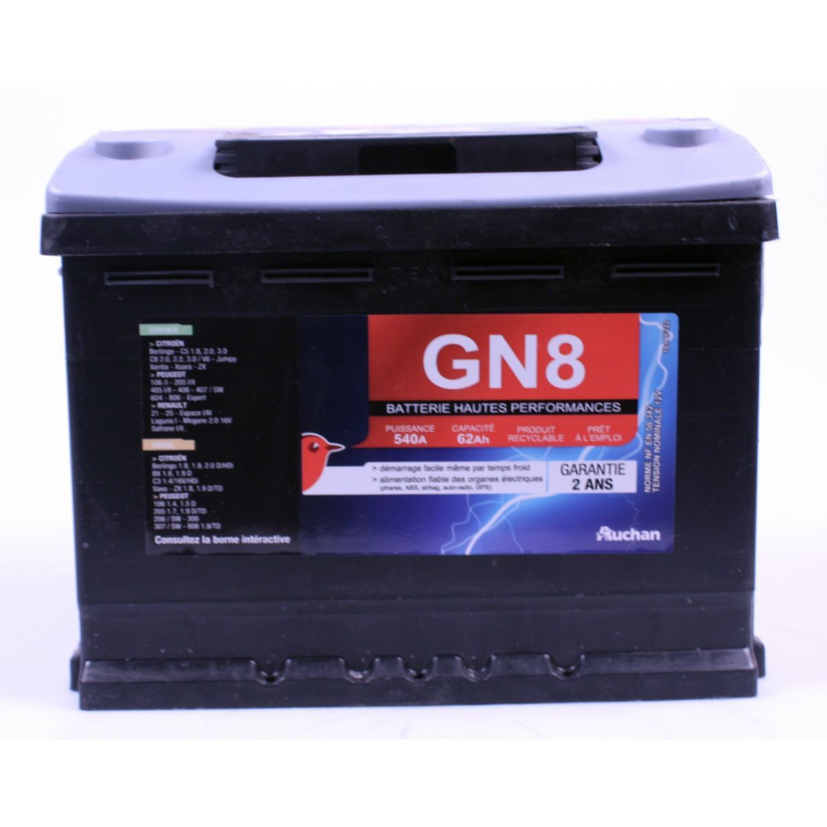 AUCHAN Batterie pour voiture GN8540A 62 AH pas cher 