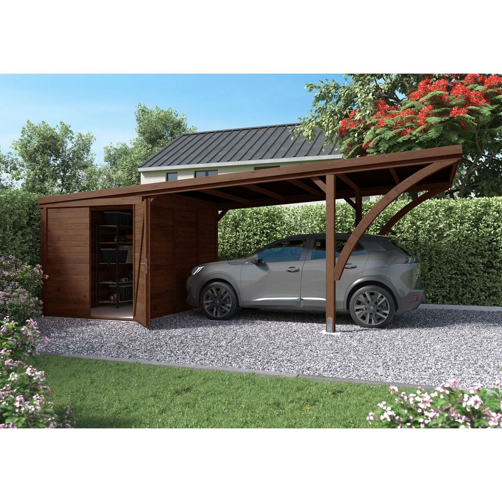 Carport bois Fauske 1 voiture 3x5m pas cher 