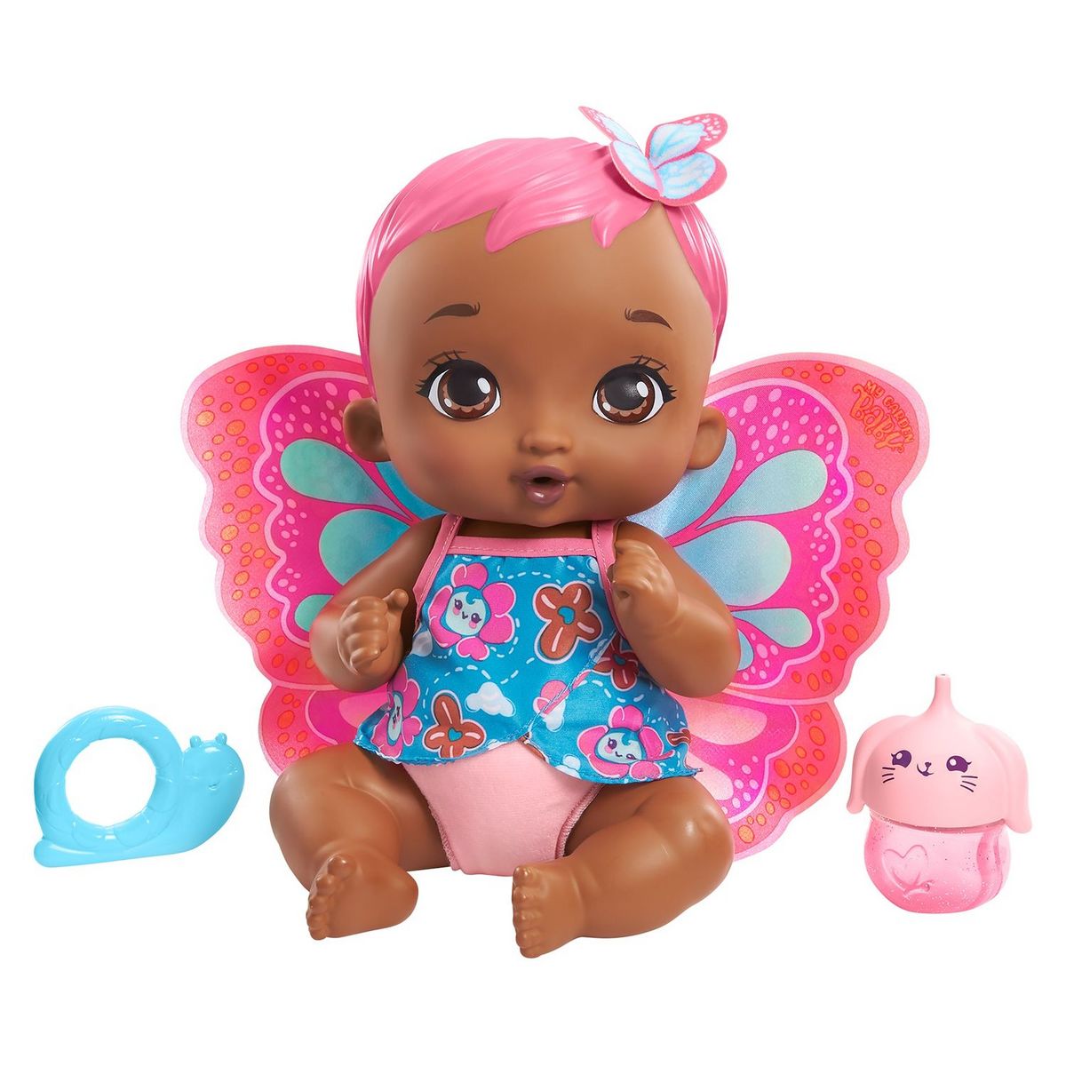 MATTEL My Garden Baby - Bébé Papillon Corail boit et fait pipi pas