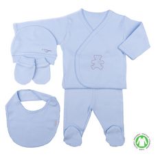 SEVIRA KIDS Coffret de vêtements naissance en coton bio - 5 pièces, ORGANIC SEVIRA KIDS (Bleu)
