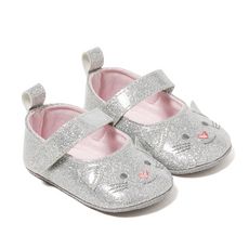 IN EXTENSO Chaussures de naissance souris bébé fille (Argent)