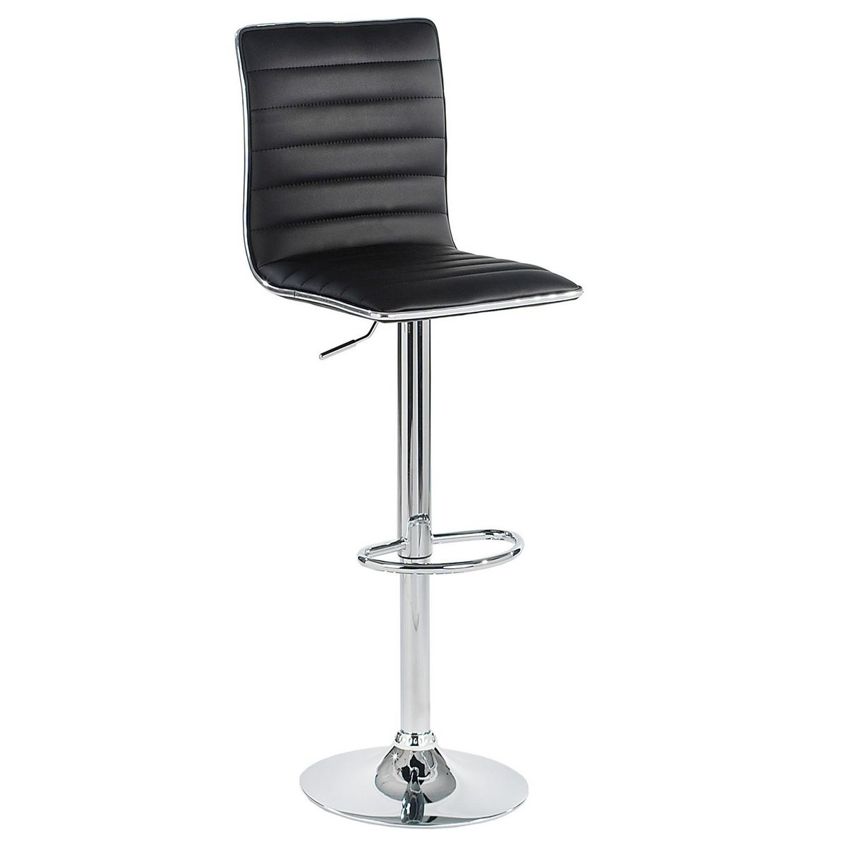 IDIMEX Lot de 2 tabourets de bar ROCA chaise haute droite pour cuisine/comptoir, réglable en hauteur et pivotante, en synthétique noir