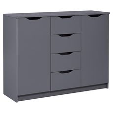 Commode meuble de rangement 2 portes 4 tiroirs  FALONE (Gris graphite)