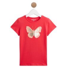 IN EXTENSO T-shirt manches courtes à sequins réversibles papillon fille