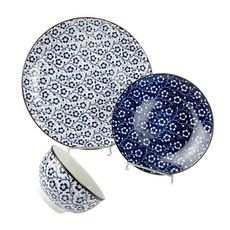 Service vaisselle 18 pièces en porcelaine bleu