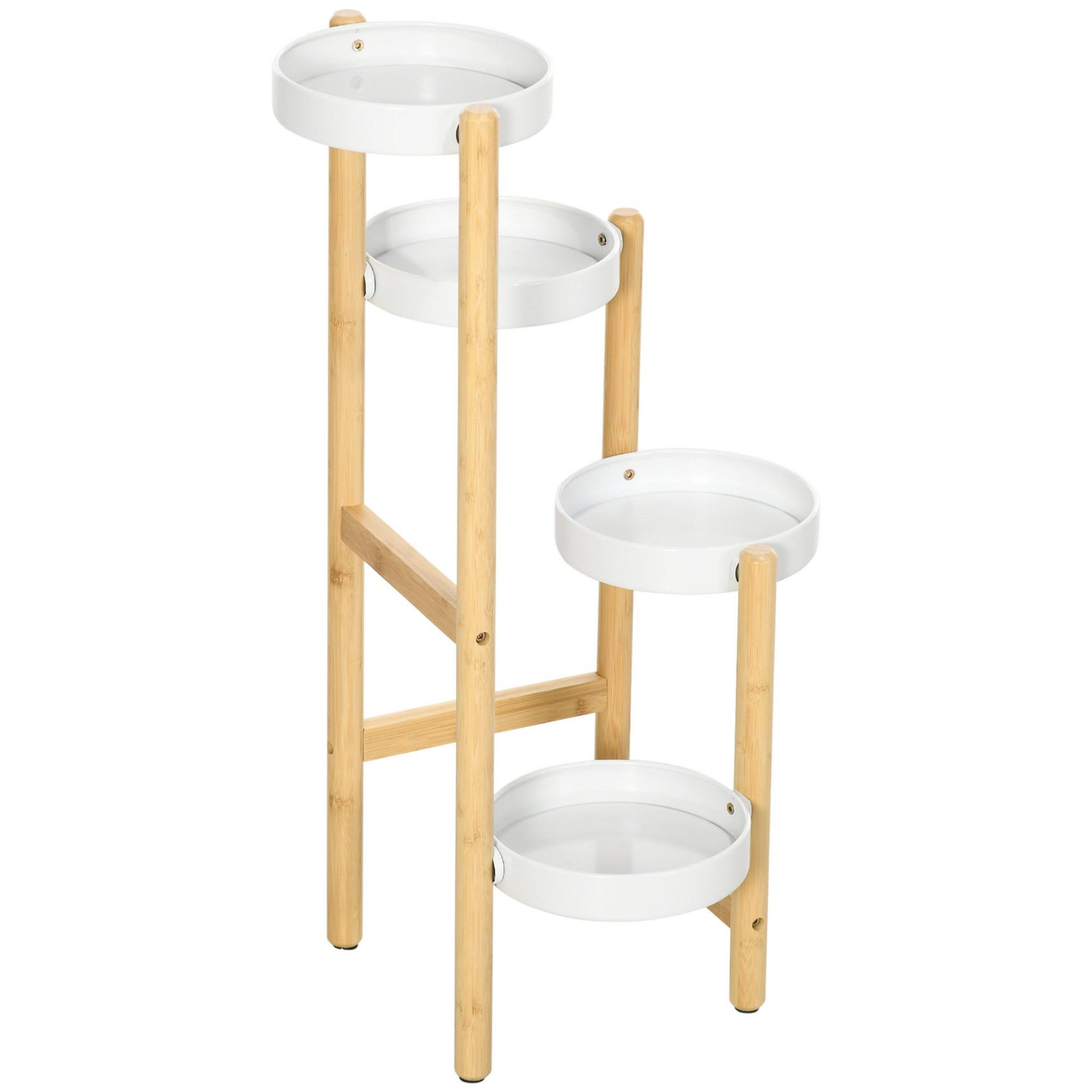 HOMCOM Étagère à plantes pliable support support à fleurs - 3 étagères,  barre de suspension - bois bambou verni pas cher 