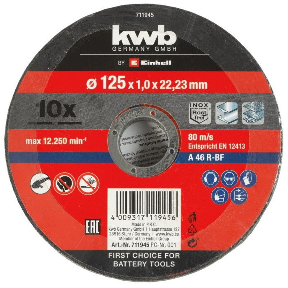 KWB Lot de 10 disques à tronçonner 125mm