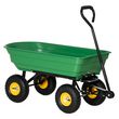 Chariot de jardin à main benne basculante 75° 75L charge max. 200 Kg 4 roues pneumatiques acier PP jaune vert
