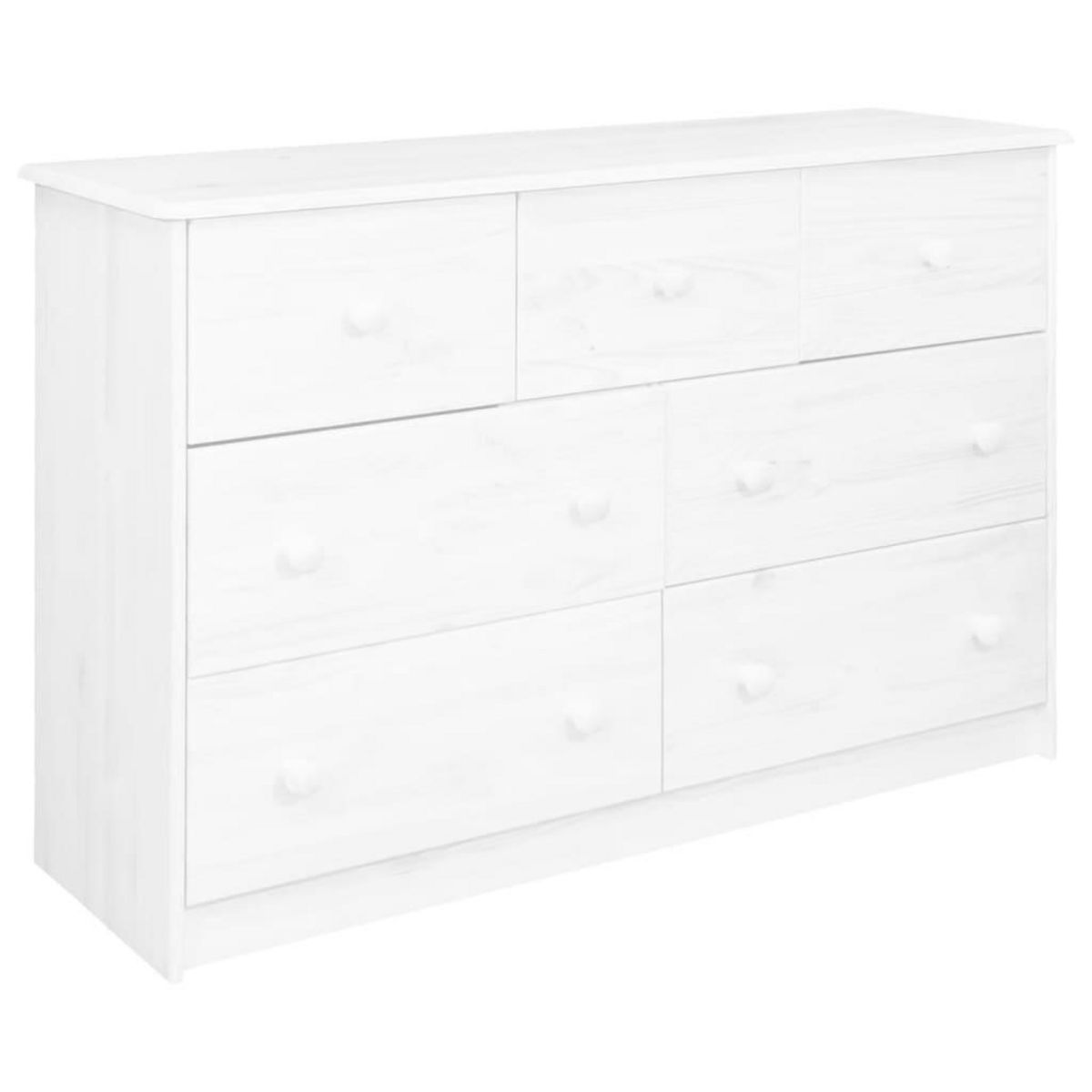 VIDAXL Buffet 7 tiroirs Blanc 113x35x73 cm Bois de pin massif