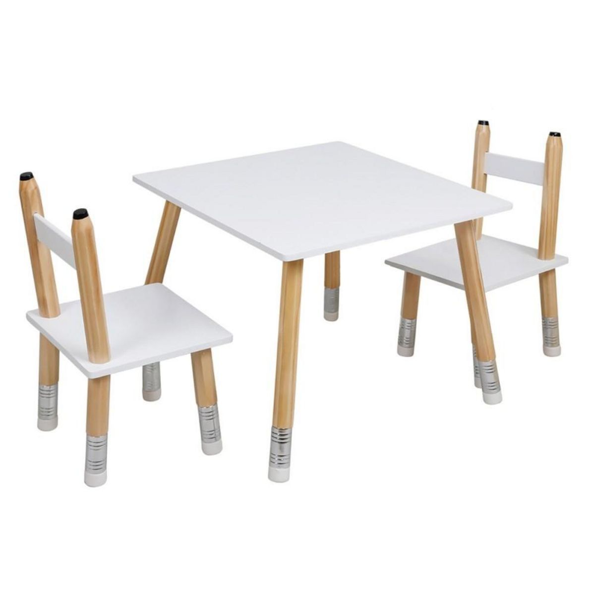 The Home Deco Factory Table scandinave avec 2 chaises crayon pour enfant