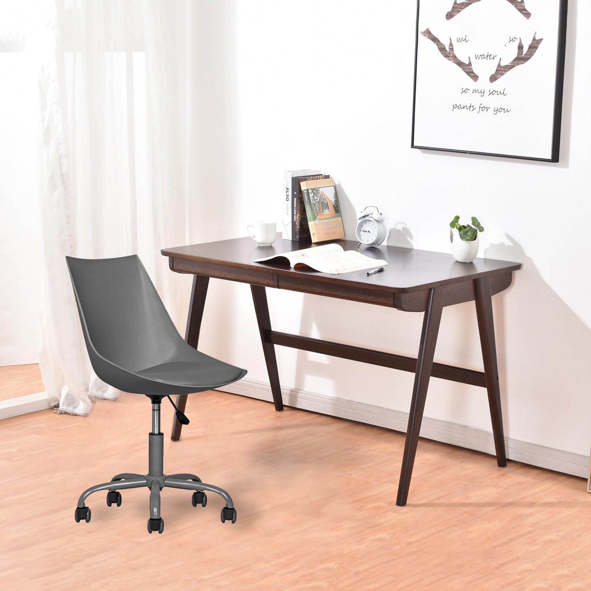 URBAN MEUBLE Chaise de bureau scandinave blanc pivotant réglable hauteur  d'assise pas cher 