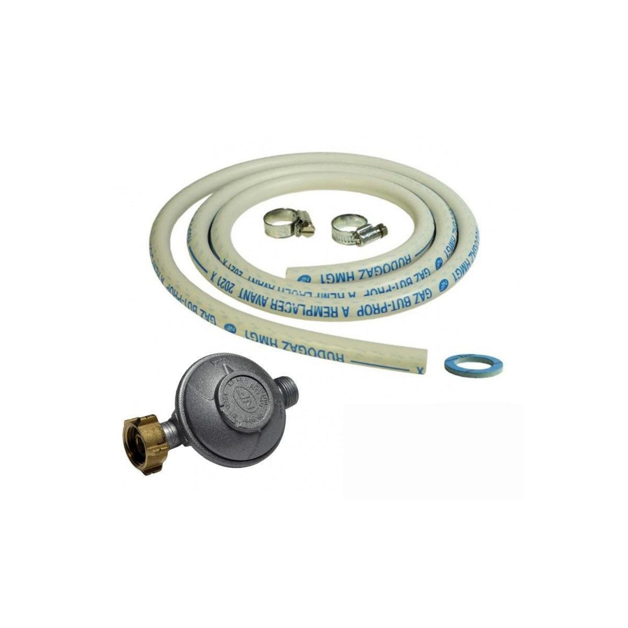 Univers du Pro Kit connexion gaz complet pour réchauds gaz (tuyau souple  1.50m + embout tétine + détendeur BUTANE 28 mbars) pas cher 