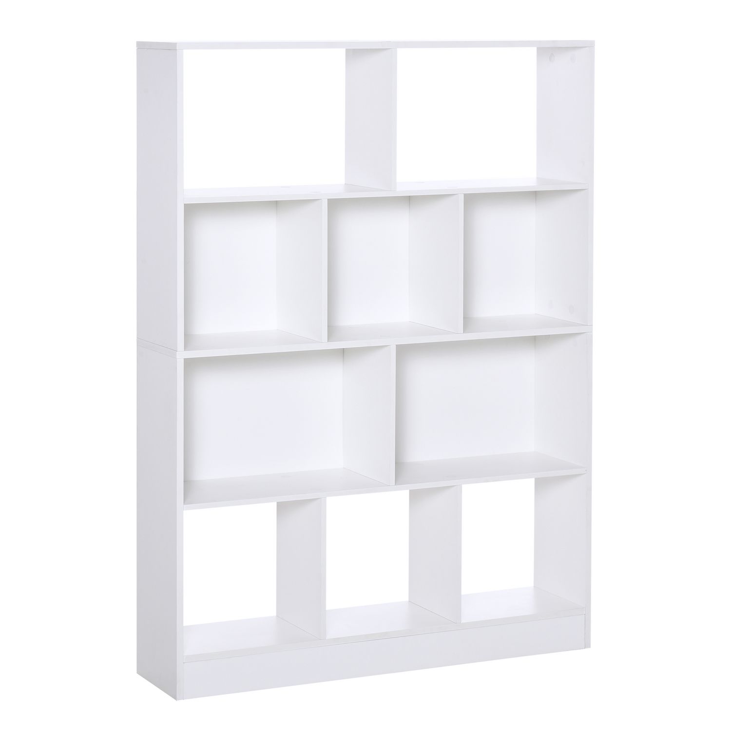 HOMCOM Bibliothèque étagère meuble de rangement design contemporain en S 5  étagères 60L x 24l x 185H cm coloris chêne blanc pas cher 