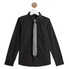 IN EXTENSO Chemise manches longues + cravate garçon (Noir )