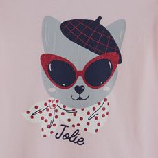 IN EXTENSO T-shirt manches longues chat fille (Rose)