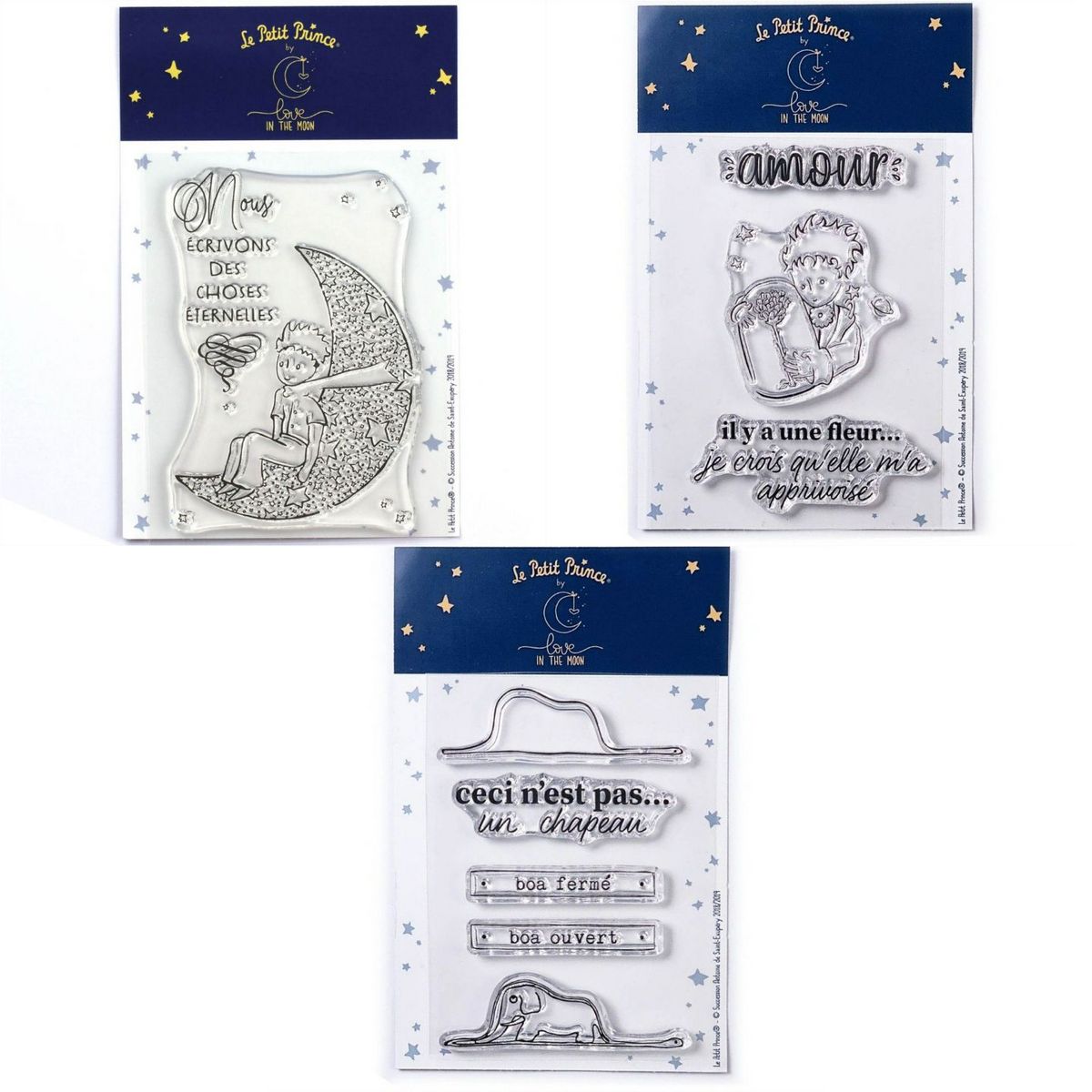 Youdoit 9 Tampons transparents Le Petit Prince et La lune + Fleur + Boa Eléphant