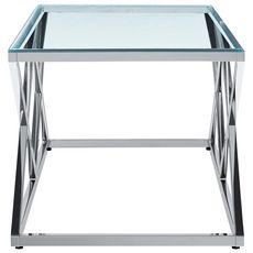 Table basse Transparent 120x60x45 cm Verre trempe et inox