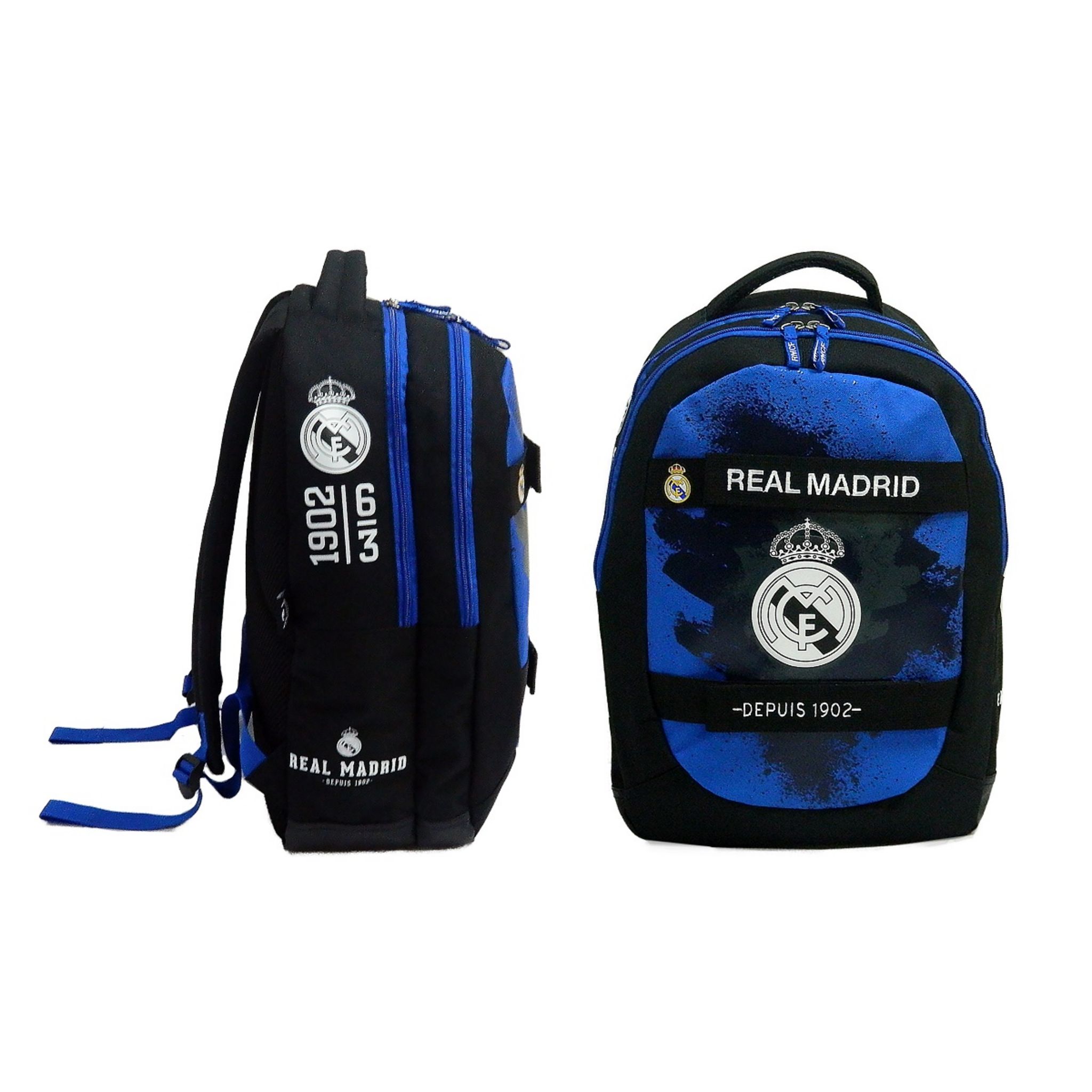 Sac a dos 2 compartiments REAL MADRID Bleu noir pas cher Auchan