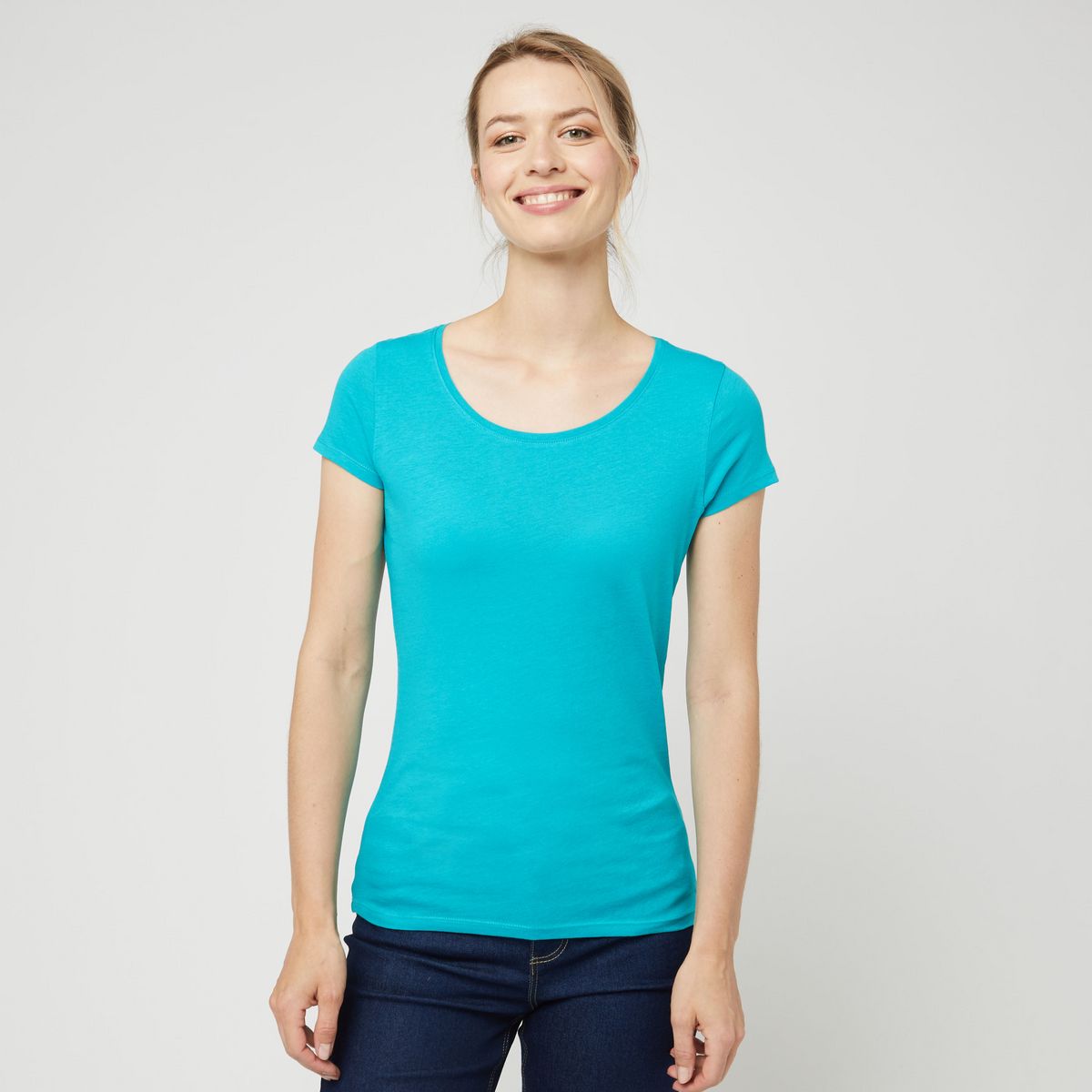 INEXTENSO T-shirt manche courte turquoise uni femme