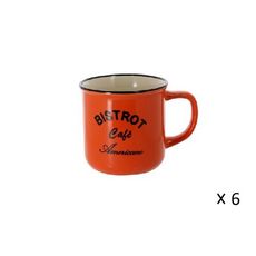 Lot de 6 mugs en grès 33 cl BISTROT Orange (Orange)