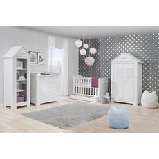 Chambre complète lit bébé 60x120 - commode à langer - armoire 2 portes Marsylia MDF - Blanc