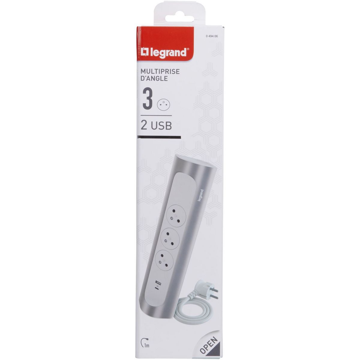 LEGRAND Rallonge d'angle 3x2P+T Surface et USB A+C avec cordon 1m