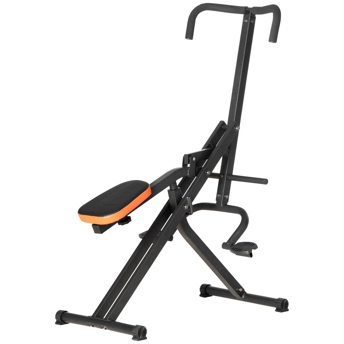 HOMCOM Appareil d entrainement abdominal pliable machine d entrainement pour abdominaux bras jambes dos et fessiers selle reglable acier PU noir orange pas cher Auchan