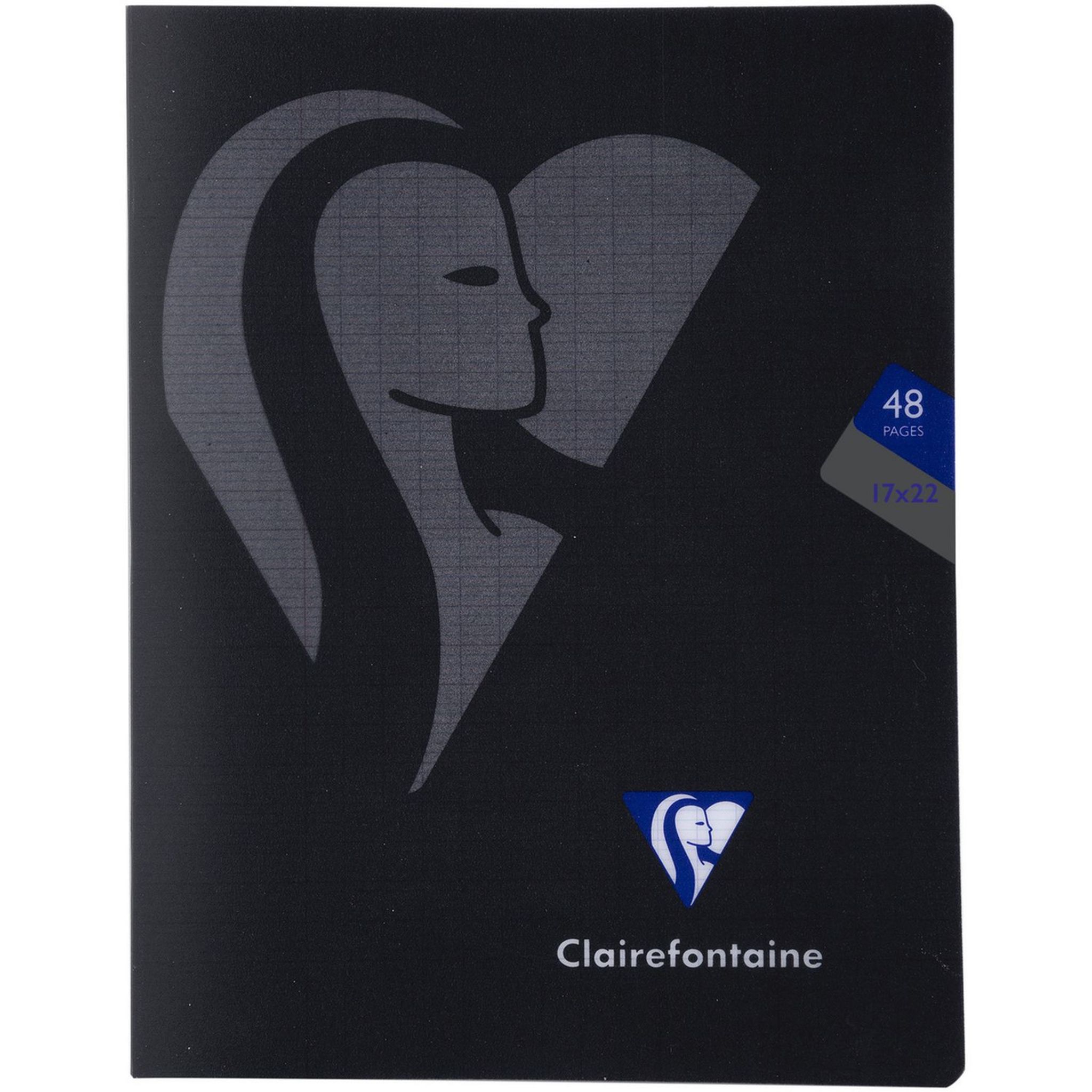 Petit cahier 17x22 grands carreaux polypro noir 48 pages