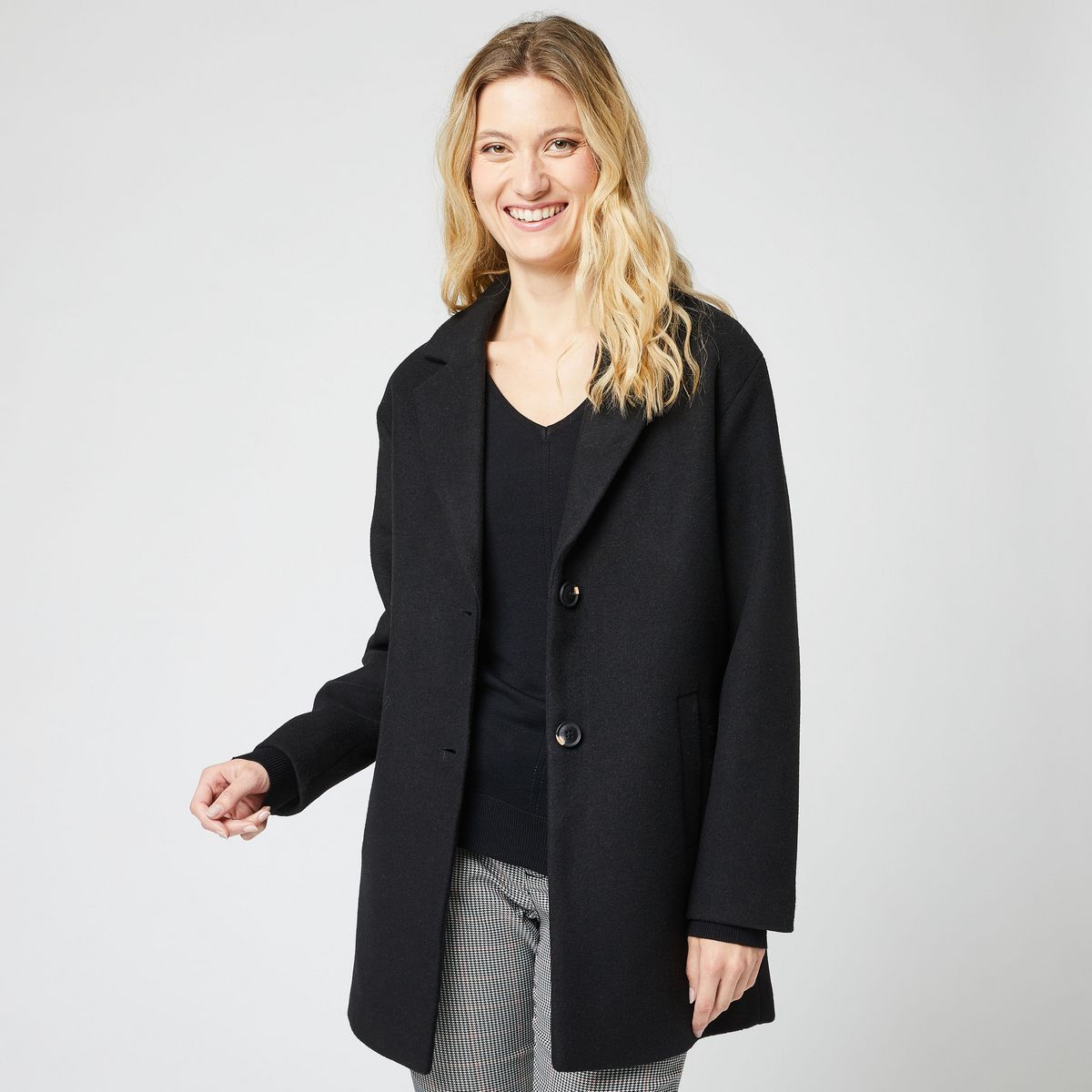 manteau femme long noir pas cher